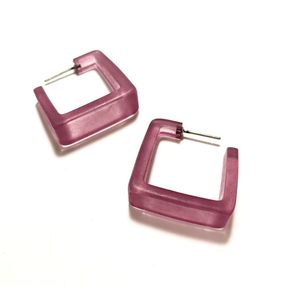 Amethyst Purple Cubist Hoops Earrings